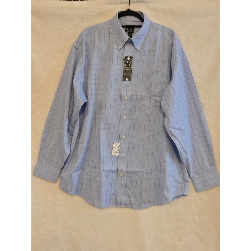 Jos. A. Bank Men's Traveler Collection Blue Plaid Dress Shirt 17-35 NEW